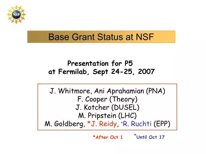 base grant status at nsf