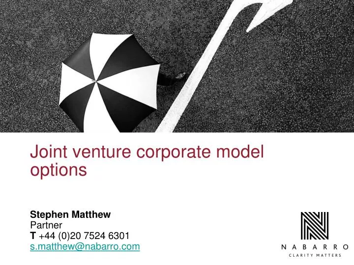 joint venture corporate model options