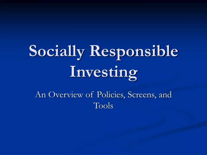 socially responsible investing