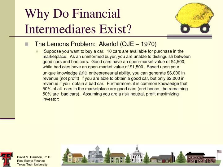 why do financial intermediares exist