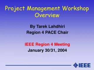 Project Management Workshop Overview