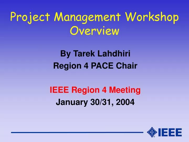 project management workshop overview
