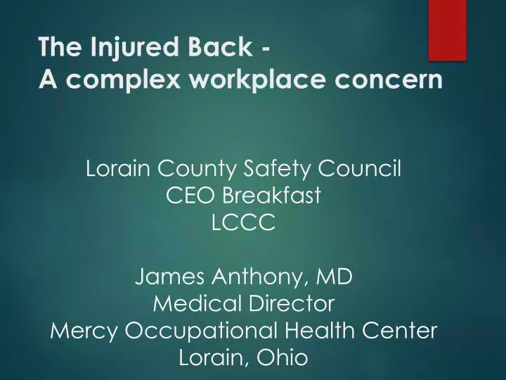 the injured back a complex workplace concern