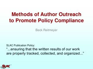 Methods of Author Outreach to Promote Policy Compliance