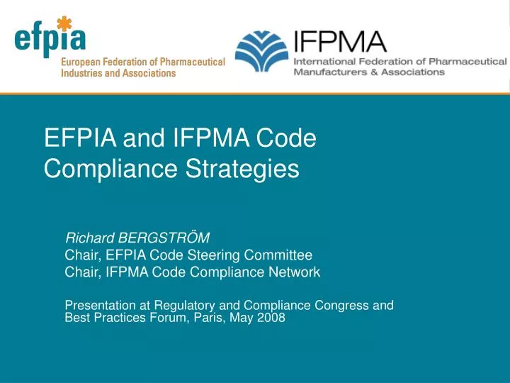 efpia and ifpma code compliance strategies