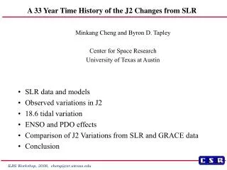 A 33 Year Time History of the J2 Changes from SLR