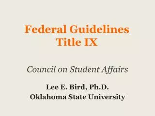 Federal Guidelines Title IX