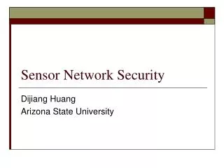 Sensor Network Security