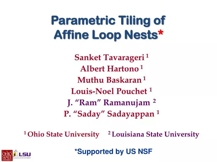 parametric tiling of affine loop nests