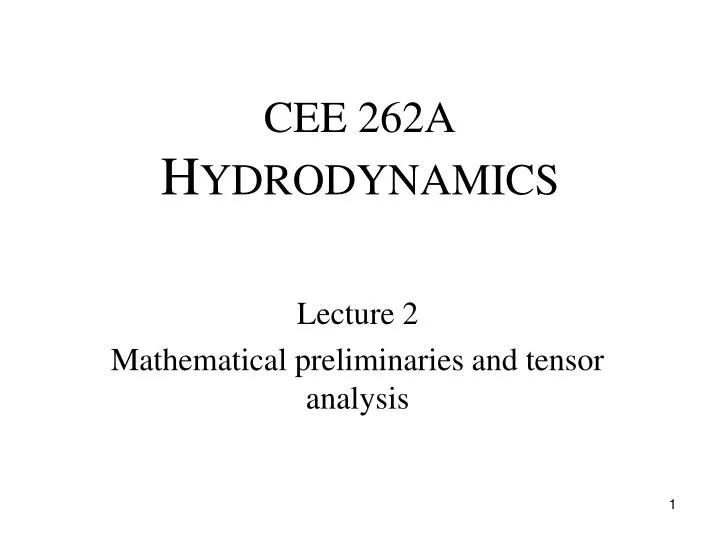 cee 262a h ydrodynamics
