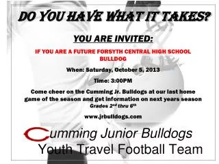 umming Junior Bulldogs Youth Travel Football Team