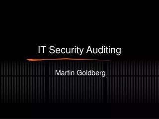 IT Security Auditing