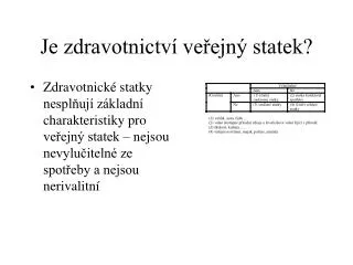 je zdravotnictv ve ejn statek