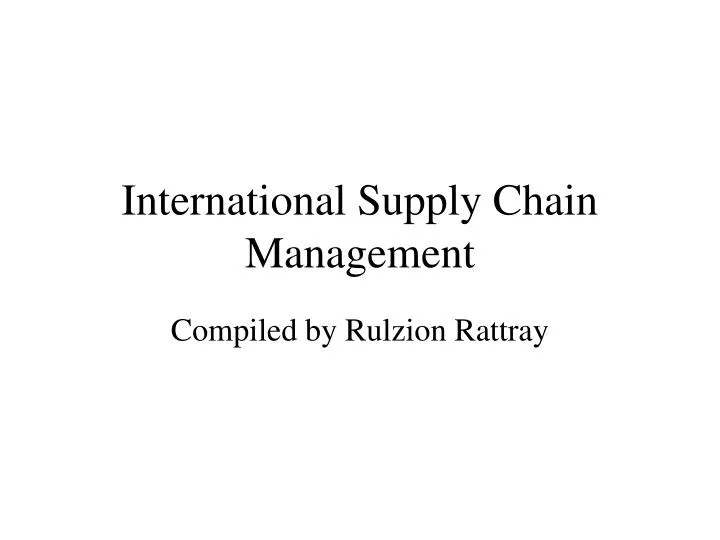 international supply chain management