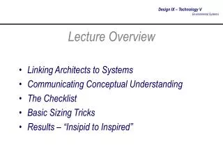 Lecture Overview