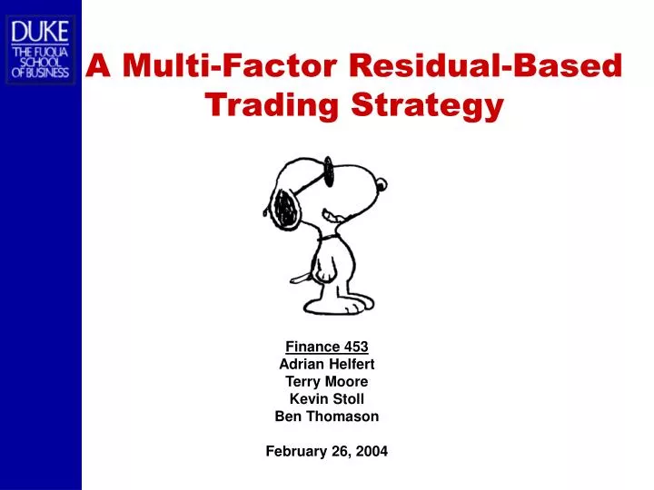 a multi factor residual based trading strategy