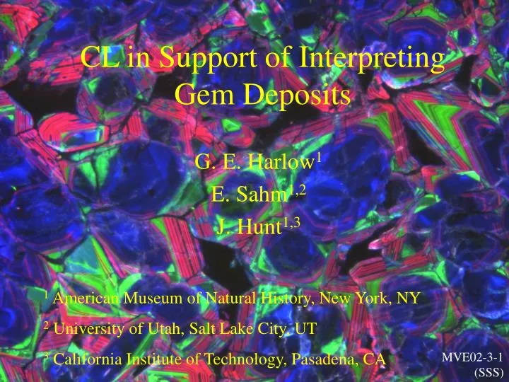cl in support of interpreting gem deposits