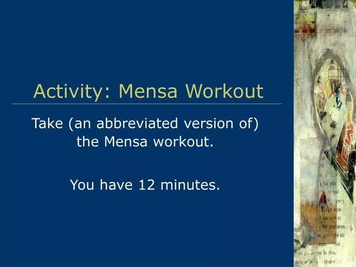 activity mensa workout