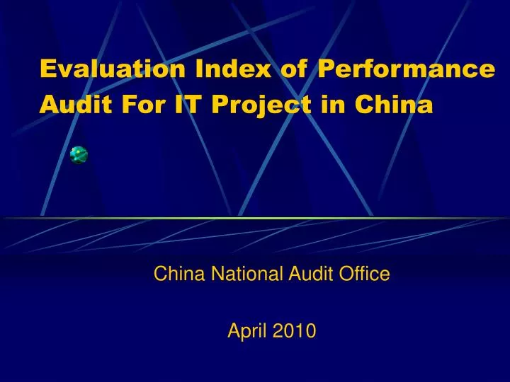 evaluation index of performance audit for it project in china