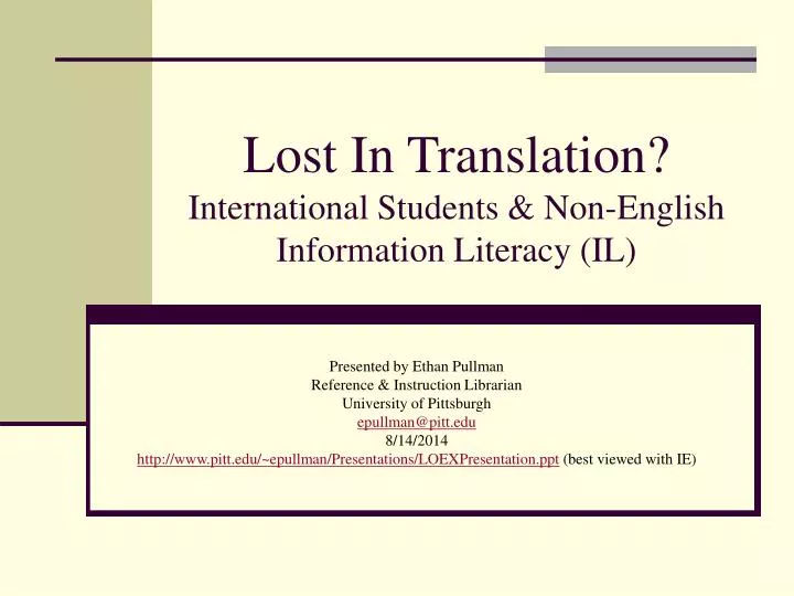 lost in translation international students non english information literacy il