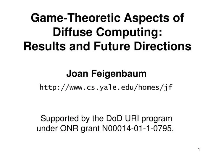 game theoretic aspects of diffuse computing results and future directions