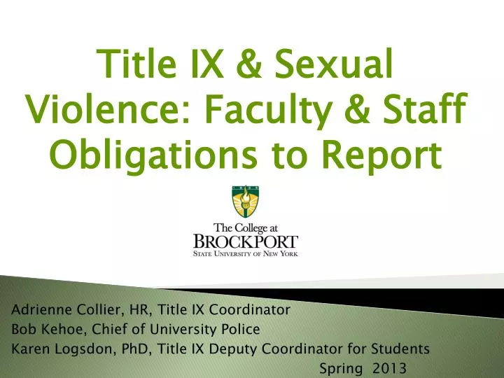 title ix sexual violence faculty staff obligations to report re