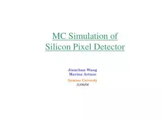 MC Simulation of Silicon Pixel Detector