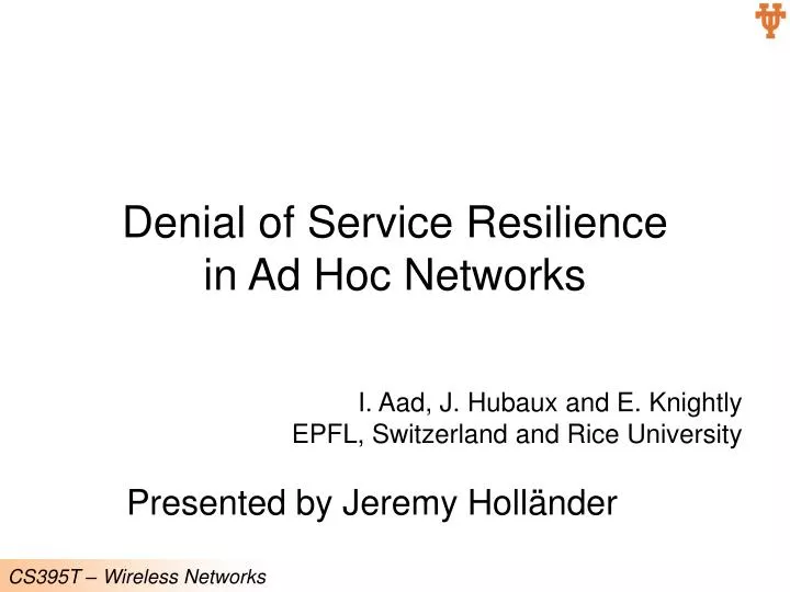 denial of service resilience in ad hoc networks