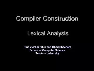 Compiler Construction Lexical Analysis