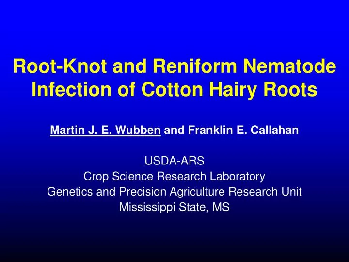 root knot and reniform nematode infection of cotton hairy roots