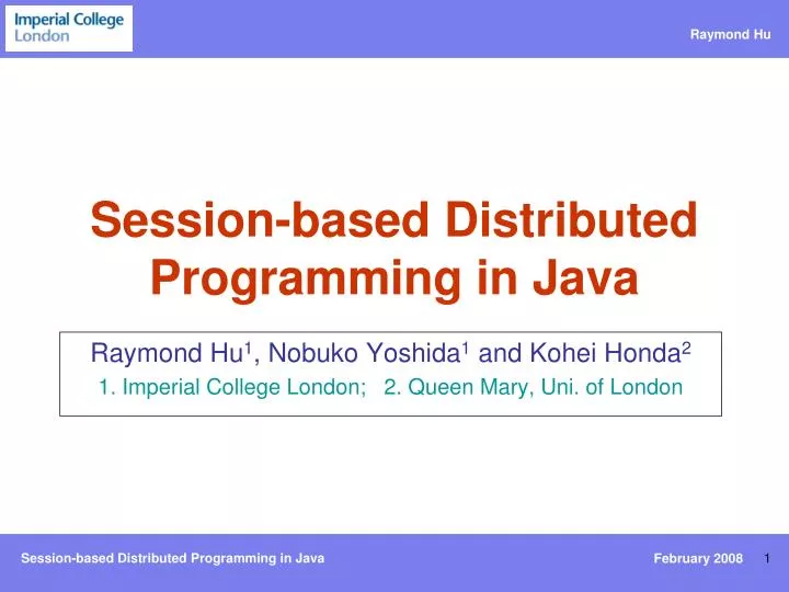 session based distributed programming in java
