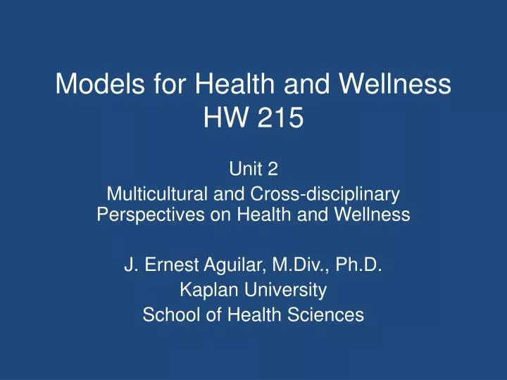 models for health and wellness hw 215