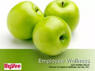 Employee Wellness Julie McMillin RD,LD Director of Health &amp; Wellness, Hy-Vee, Inc.