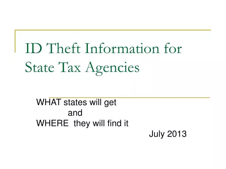 id theft information for state tax agencies