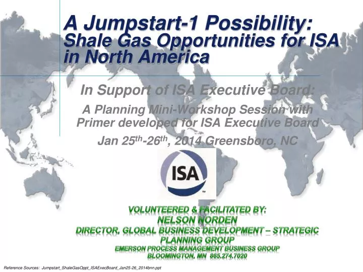 a jumpstart 1 possibility shale gas opportunities for isa in north america