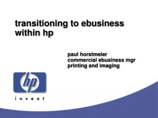 transitioning to ebusiness within hp