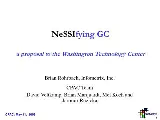 NeSSI fying GC a proposal to the Washington Technology Center