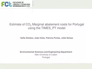Estimate of CO 2 Marginal abatement costs for Portugal using the TIMES_PT model