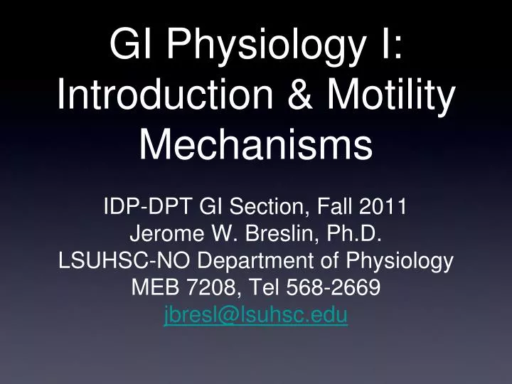 gi physiology i introduction motility mechanisms