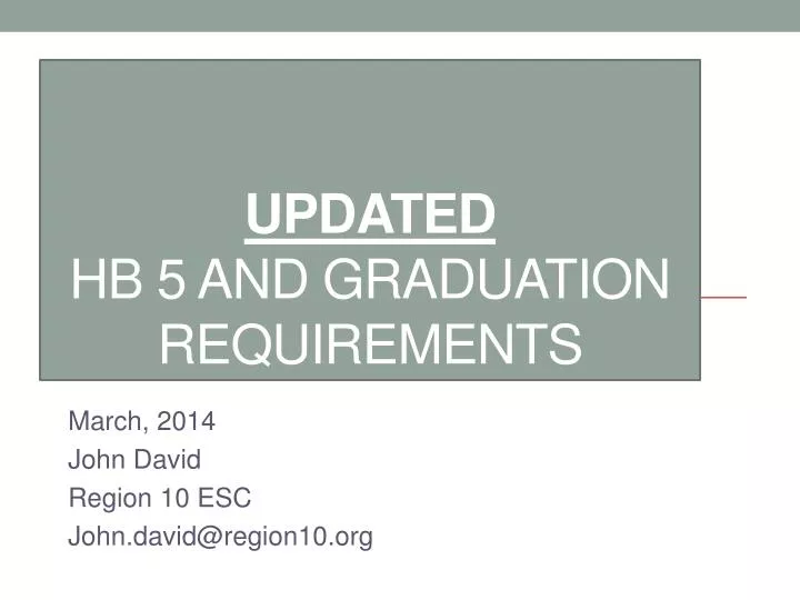 updated hb 5 and graduation requirements