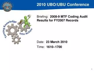Briefing: 2008-9 MTF Coding Audit Results for FY2007 Records