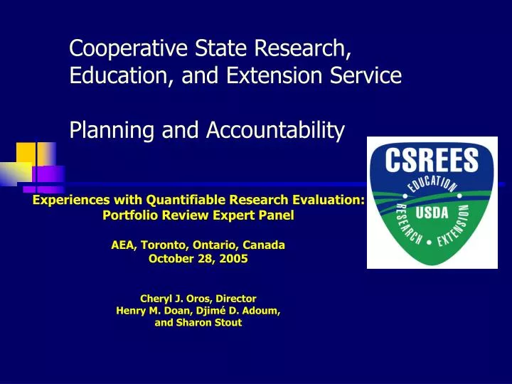 cooperative state research education and extension service planning and accountability