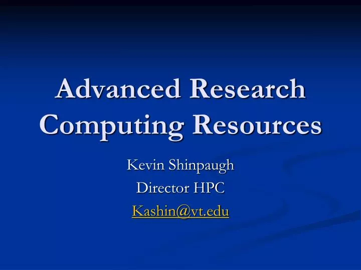 advanced research computing resources