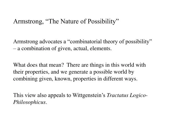 armstrong the nature of possibility