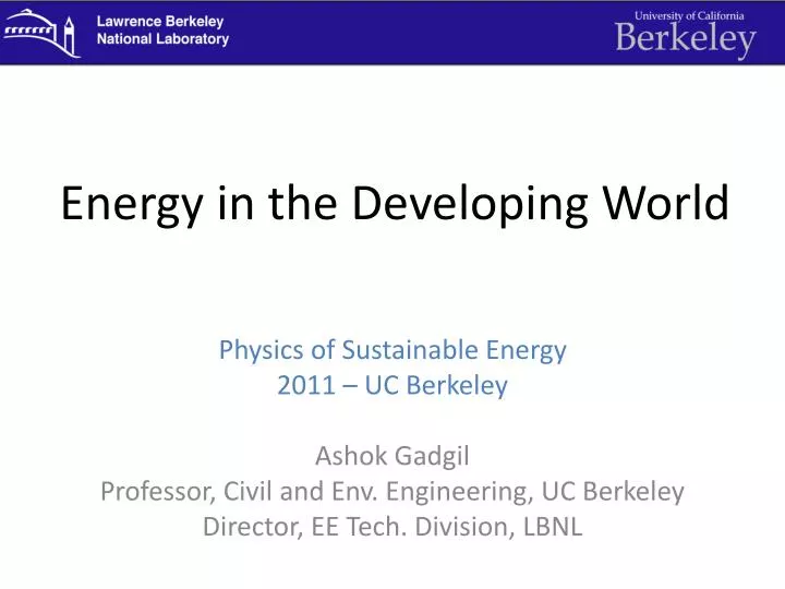 energy in the developing world