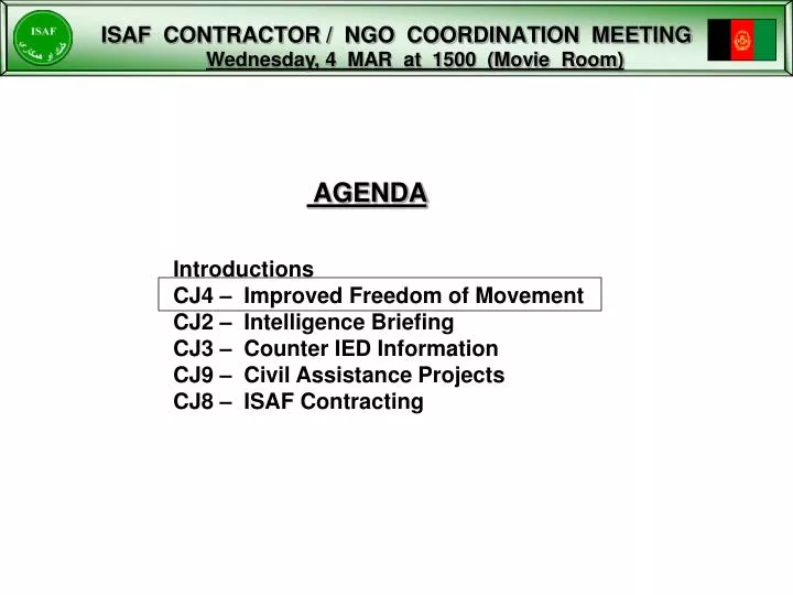 isaf contractor ngo coordination meeting