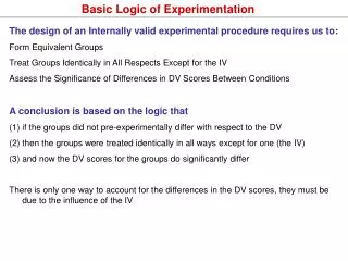 Basic Logic of Experimentation