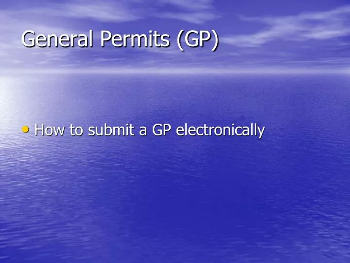 general permits gp