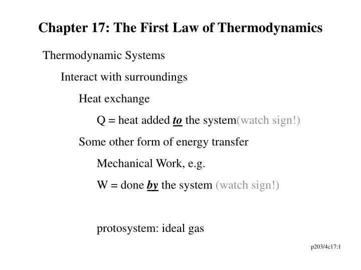 chapter 17 the first law of thermodynamics