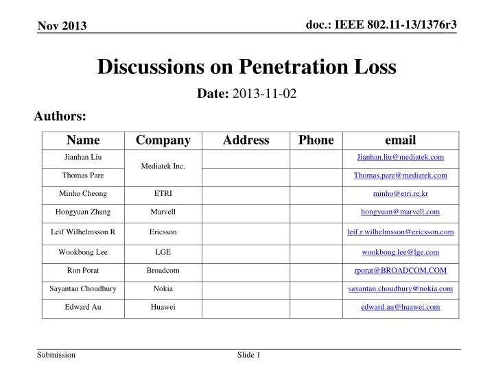discussions on penetration loss